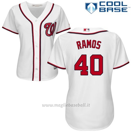 Maglia Baseball Donna Washington Nationals Wilson Ramos Bianco Autentico Collezione Cool Base